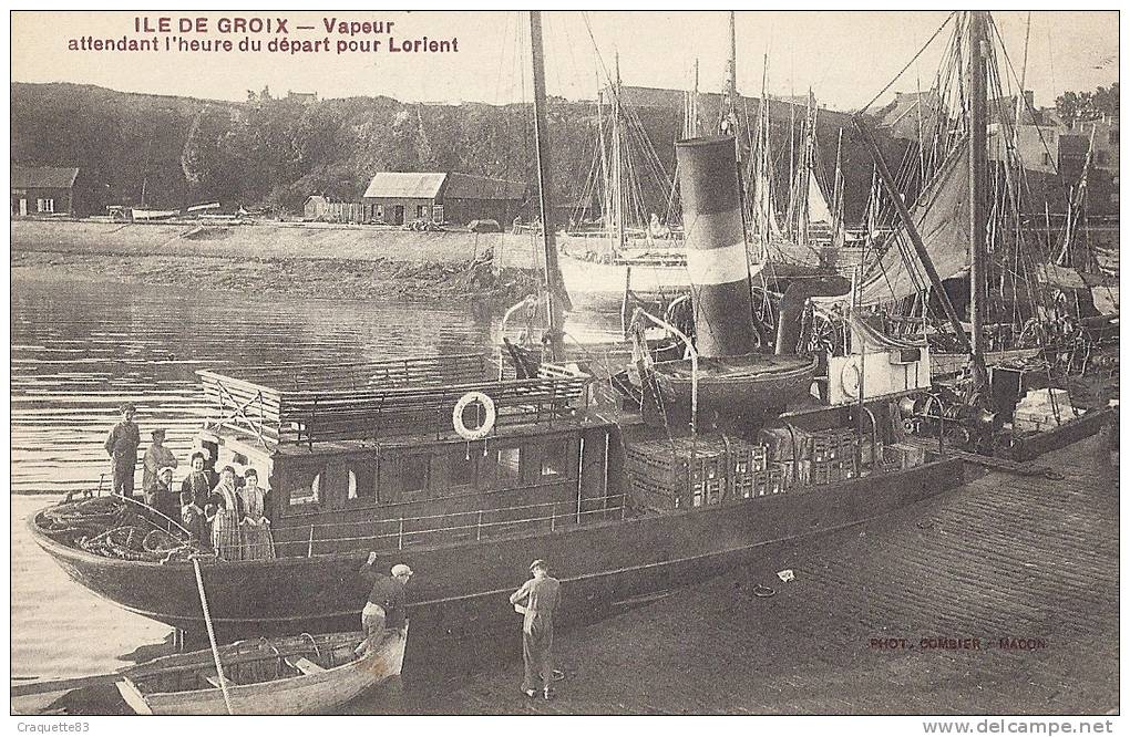 ILE DE GROIX-RARE-VAPEUR ATTENDANT L'HEURE DU DEPART POUR LORIENT- BELLE CARTE ANIMEE!!!! - Groix