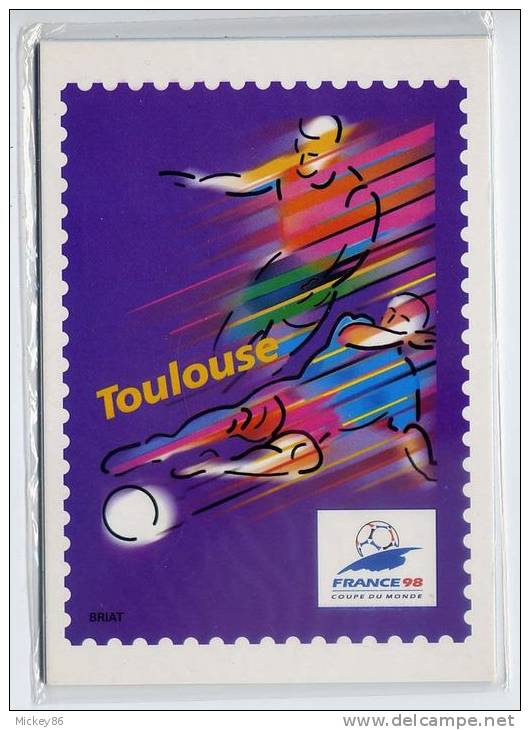 FRANCE 98-Coupe Monde De Football--Série 4 CP Pré-Timbrées (Lens,Montpellier,St Etienne,Toulouse) Sous Blister D'origine - Prêts-à-poster: Other (1995-...)