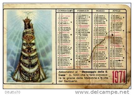 Calendarietto - 1971 Madonna Di Loreto - Formato Piccolo : 1971-80