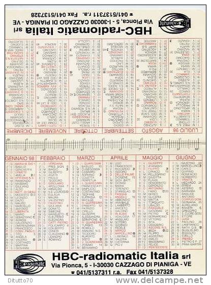 Calendarietto - 1998 Hbc Radiomatic Italia Cazzago Di Pianiga - Formato Piccolo : 1991-00