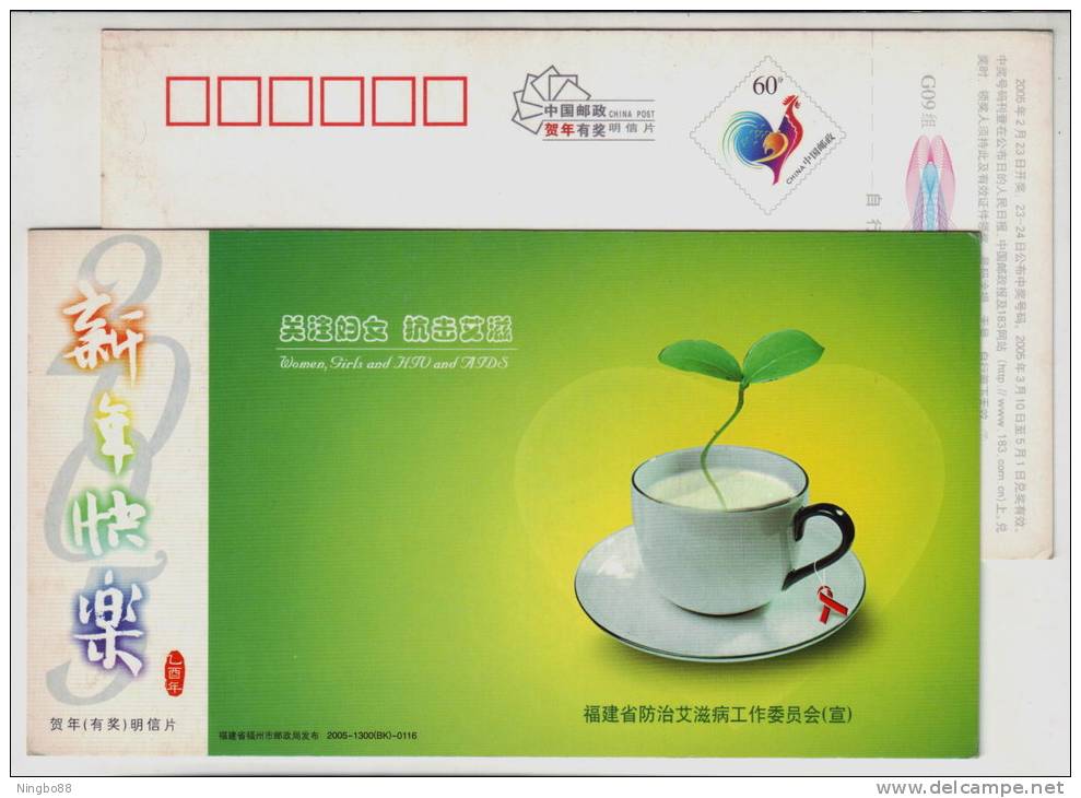 China 2004 Fujian Office Of Prevent AIDs Advertising Postal Stationery Card Campaign Slogan Women Girl And HIV AIDs - Disease