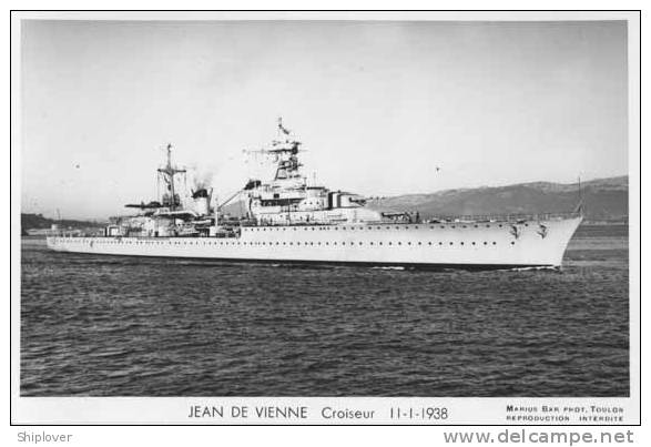 Croiseur JEAN DE VIENNE (Marine Nationale) - Carte Photo éd. Marius Bar - Bateau/ship/schiff - Guerre