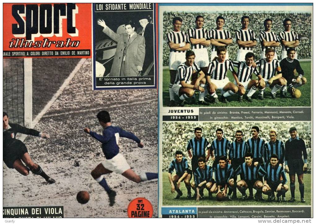 CALCIO FIORENTINA INTER JUVENTUS ATALANTA CAVICCHI PIETRANGELI CANTU' 1955 - Deportes