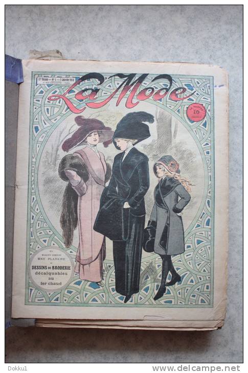 La Mode - Reliure Année 1912 Complète - Nombreux Patrons Et Planches De Dessins De Broderie Décalquables Au Fer Chaud. - Autres & Non Classés