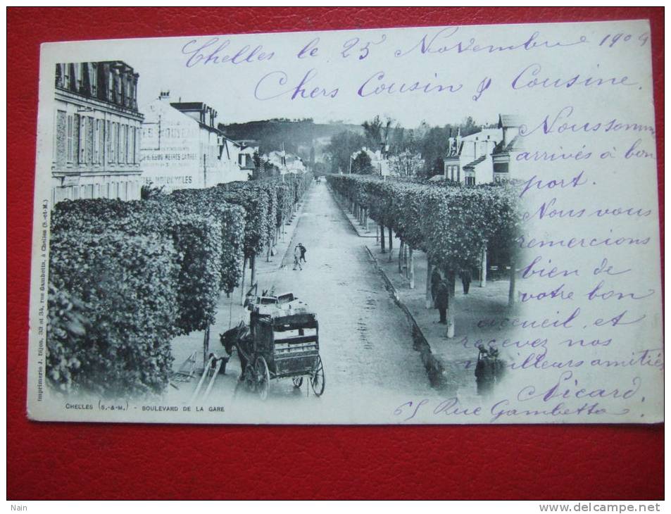 77 - CHELLES - BOULEVARD DE LA GARE - CARTE PRECURSEUR - BEL ATTELAGE... - Chelles