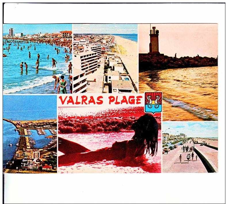 CPSM  De  VALRAS-PLAGE   (34)  -  6 Vues Diverses Dont Une Avec Une Femme Nue Allongée Dans L´eau  //  TBE - Autres & Non Classés