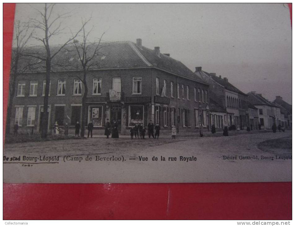 8 P  LEOPOLSBURG:rue Royale, Canal  , Station,   Rue Régence,  Rue Royale,    Rue Royale   , Kiosk,    Moulin - Leopoldsburg