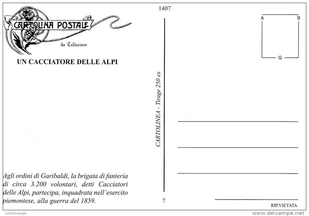 [DC1407] CARTOLINEA - LE BATTAGLIE: II GUERRA DI INDIPENDENZA - UN CACCIATORE DELLE ALPI - (7) - Storia