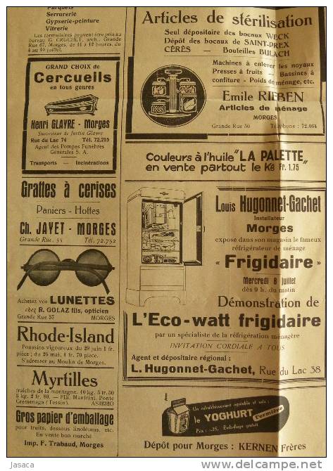 Journal De MORGES - 7 Juillet 1936 - Altri & Non Classificati