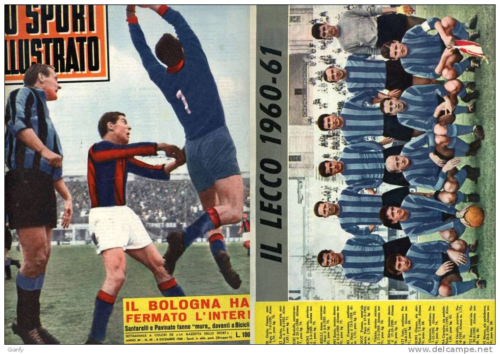 CALCIO LECCO HAMRIN BOLOGNA INTER CICLISMO MASPES MOTOCICLISMO 1960 - Deportes