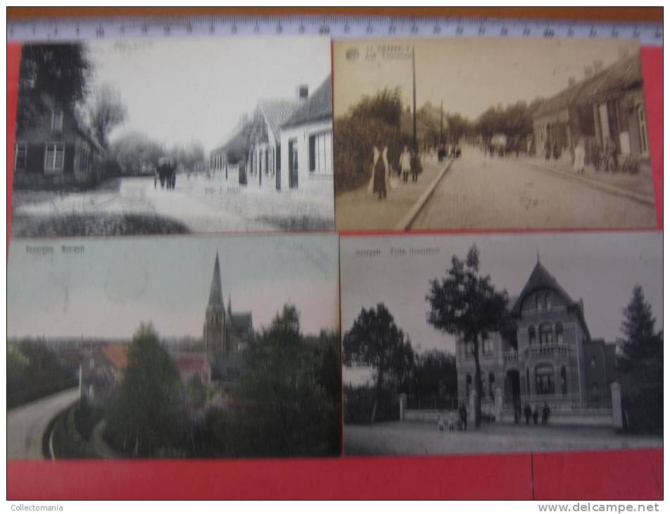 4 Postkaarten. NEERPELT : Panorama,     Jaak Tassetstraat  , Villa Heerstraat - Editeur JACOBS - Neerpelt