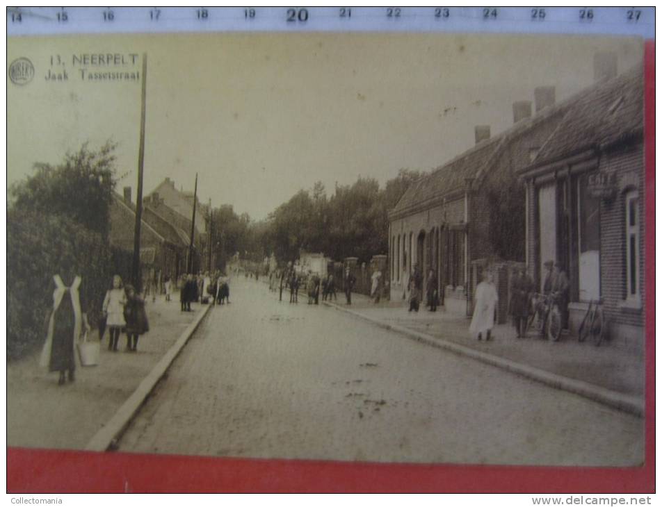 4 postkaarten. NEERPELT : Panorama,     Jaak Tassetstraat  , Villa Heerstraat - editeur JACOBS