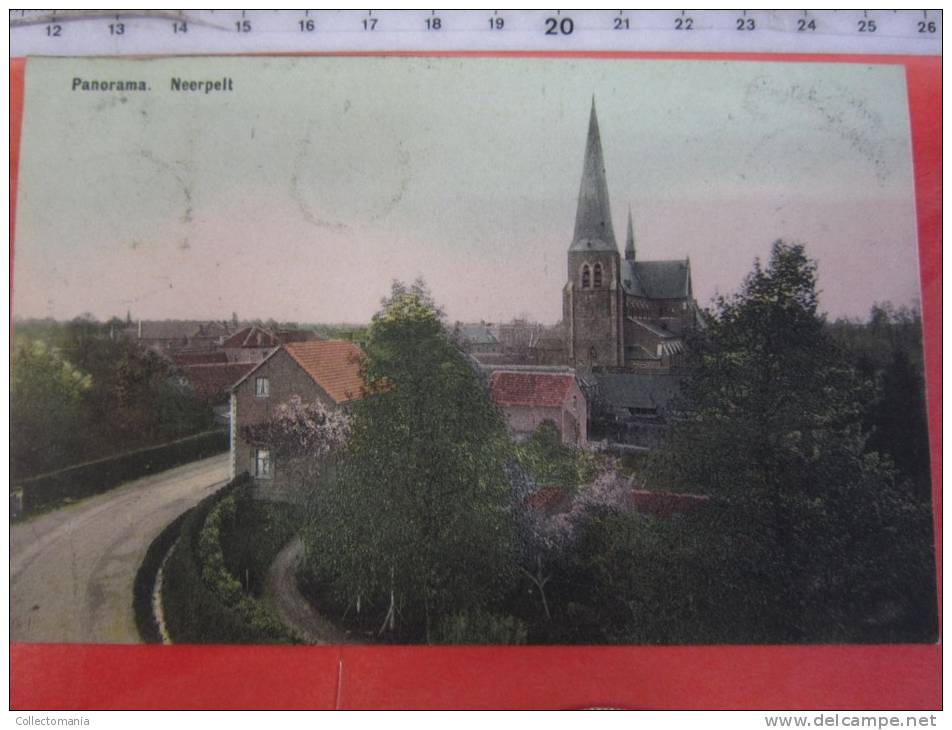 4 postkaarten. NEERPELT : Panorama,     Jaak Tassetstraat  , Villa Heerstraat - editeur JACOBS