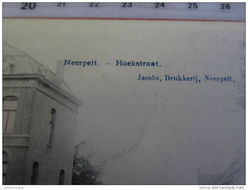 4 postk. NEERPELT :  MARKT,  STATIESTR.,  HOEKSTR.,   STATIESTR.,