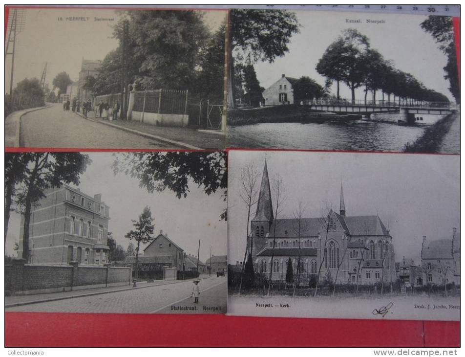 4 Postk. NEERPELT :  STATIESTR., (2)   KERK,  ,   KANAAL. - Neerpelt