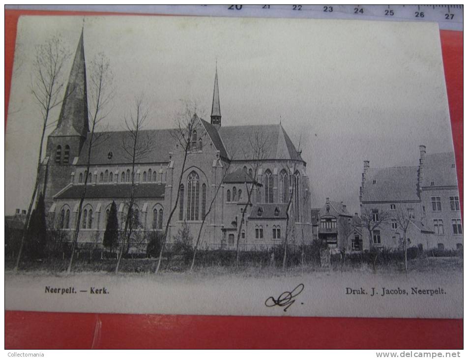 4 postk. NEERPELT :  STATIESTR., (2)   KERK,  ,   KANAAL.