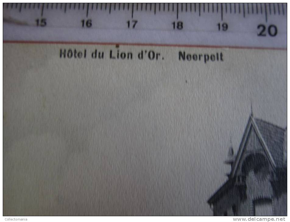 4 postk. NEERPELT :     KANAALSTR.,       Gemeenteschool,       WEG op Overpelt,      Hotel du LION