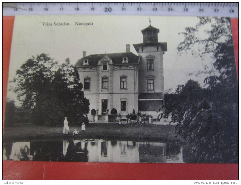 6 postk. NEERPELT :  KANAAL,     VILLA   ,   DORP,        VILLA SCHULTE,   HOTEL BIERKENS,     VILLA HEERSTR.