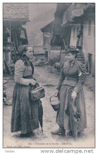 Chatel, Costume De La Savoie (203) Pli Et Pli D'angle Haut Droite - Châtel