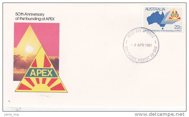 Australia 1981 50th Anniversary Of APEX, Melbourne Airport Postmark - Marcophilie