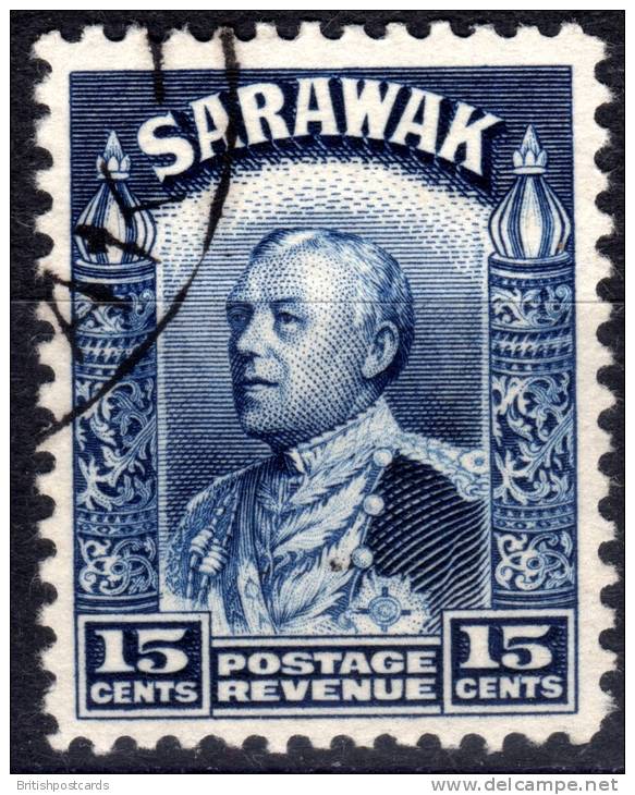 Sarawak - 15c Blue - Sir Charles Vyner Brooke - 1934 - SG115a - Used - Sarawak (...-1963)