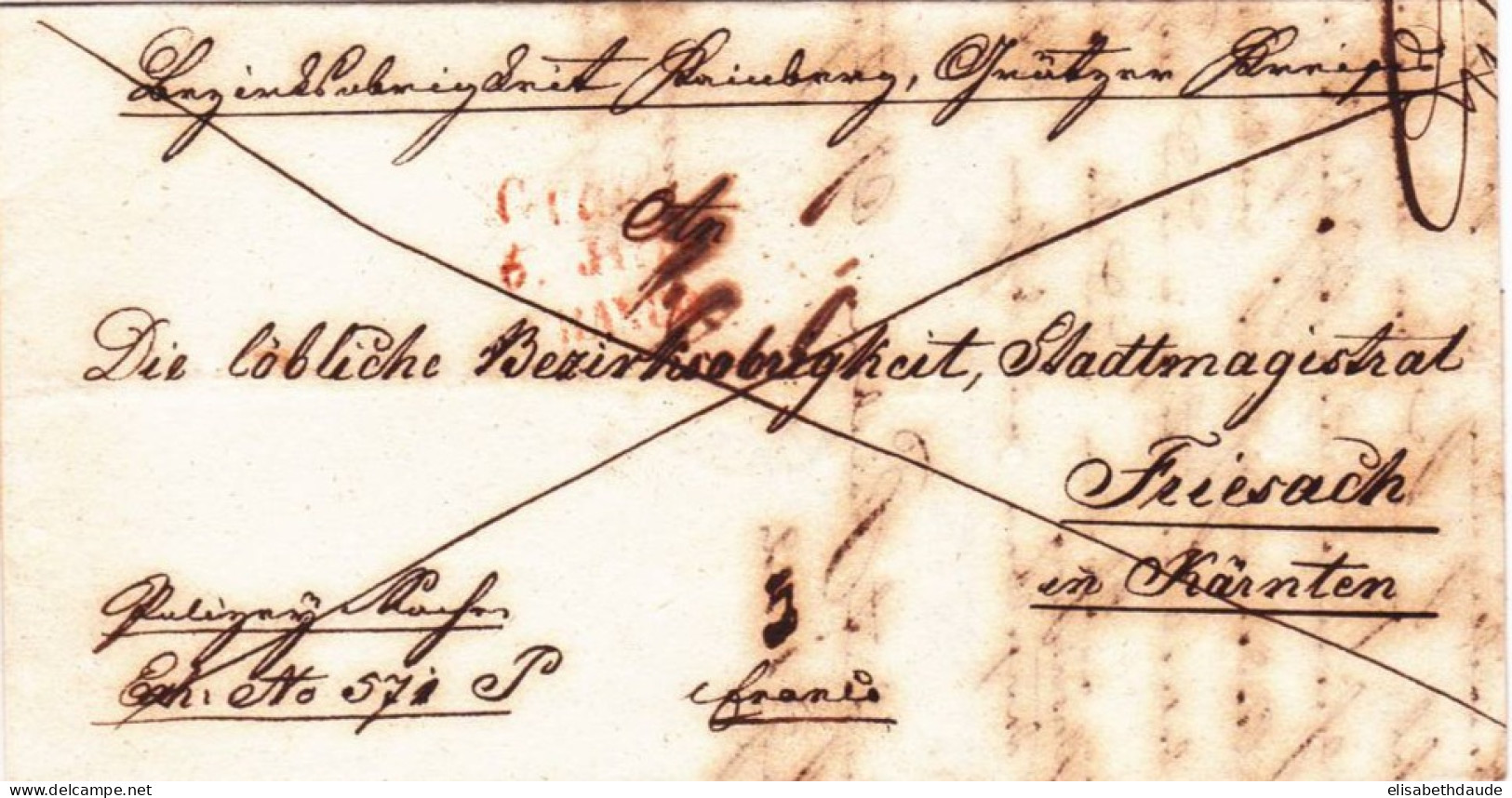 AUTRICHE - 1842 - LETTRE De KAINBERG (HERRSCHAFT KAINBERG) Pour FRIESACH (KÄRNTEN) - ...-1850 Prefilatelía