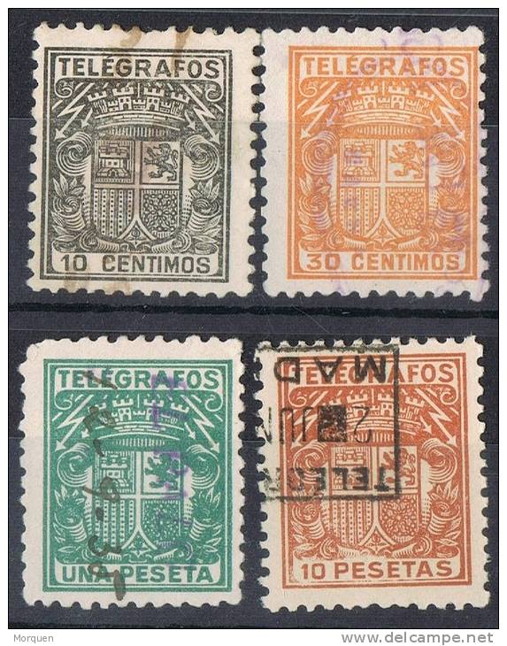Lote 4 Sellos Telegrafos España 1932,  Num 69,  71, 73, 75 º - Telegramas