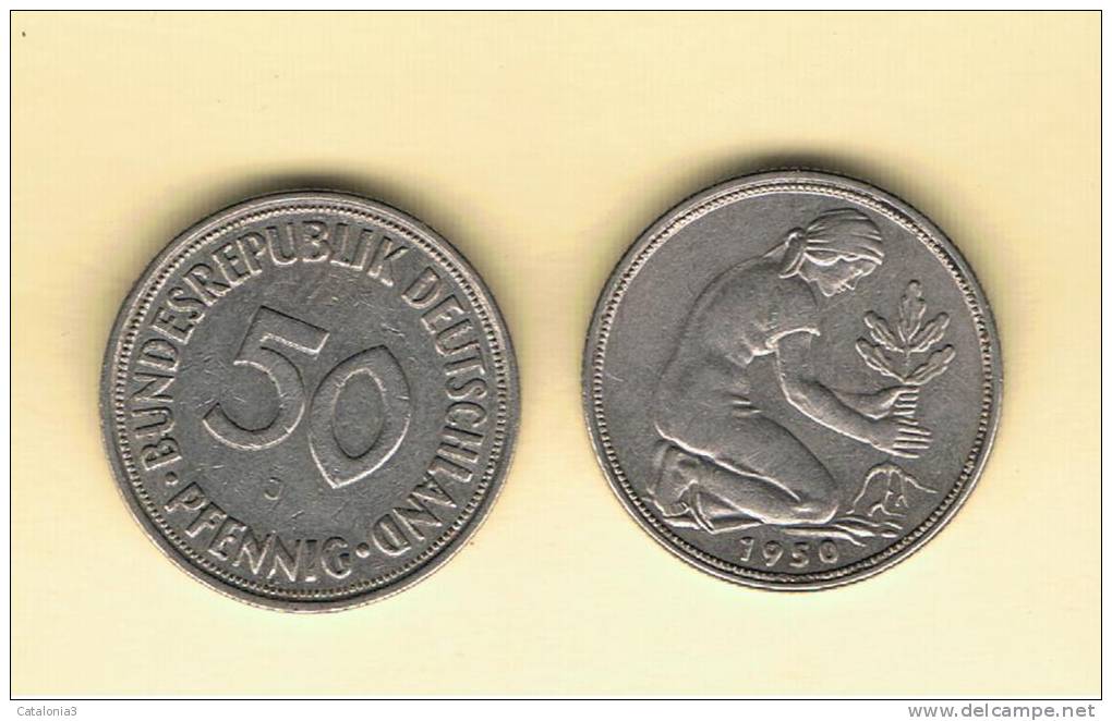 ALEMANIA - GERMANY - Republica Federal  50 Pfennig 1950J - 50 Pfennig