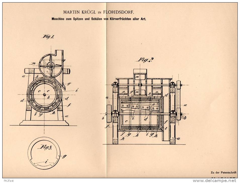 Original Patentschrift - M. Krügl In Floridsdorf - Wien , 1901 , Maschine Für Körnerfrucht , Früchte , Getreide !!! - Maschinen