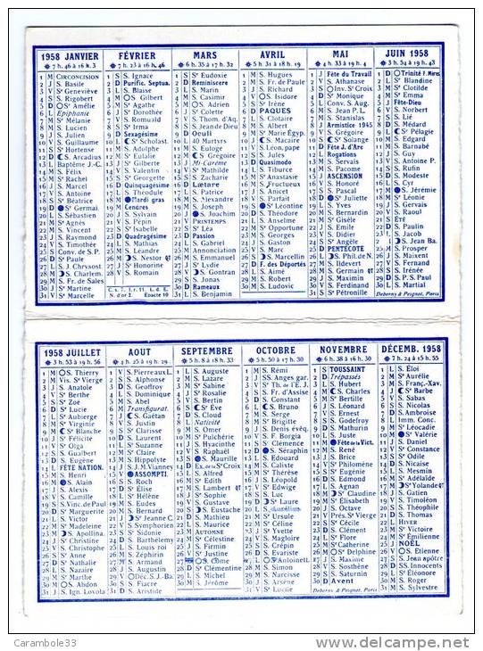 Calendrier Petit Format  1958  AU CAPITOLE 86 RUE DE RENNES PARIS " SACRE COEUR DE MONTMARTRE" - Autres & Non Classés