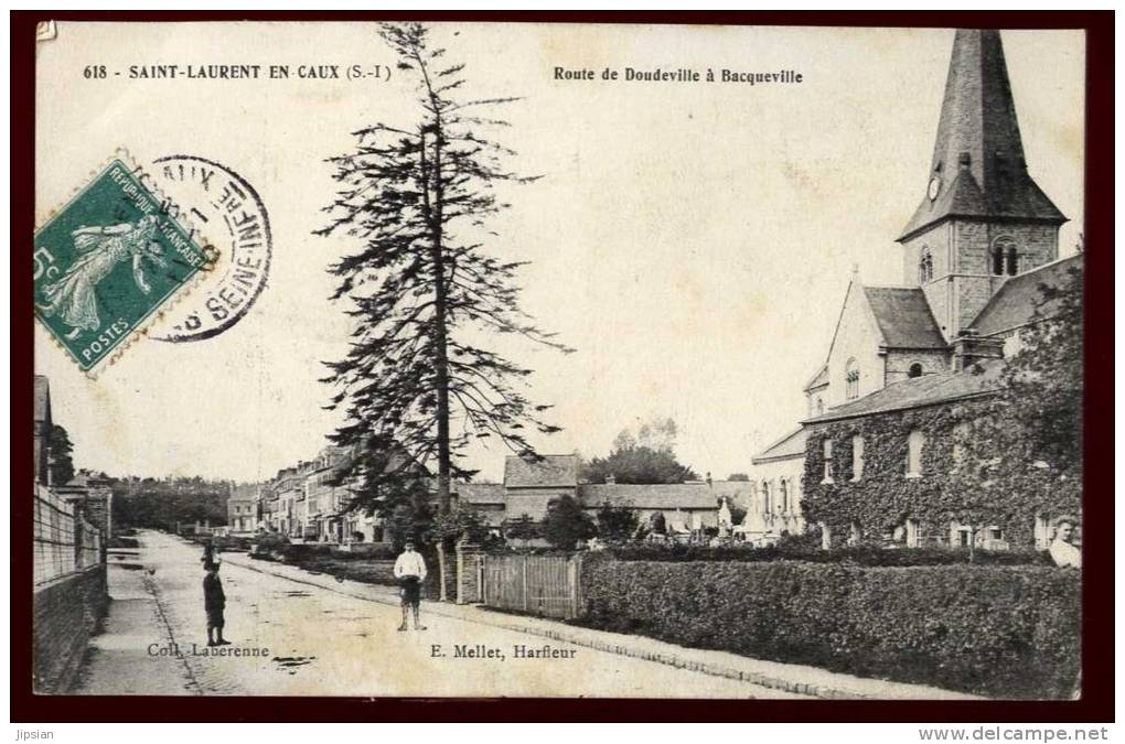 Cpa   Du   76  Saint  Laurent En Caux  Route De Doudeville à Bacqueville          PONT24 - Autres & Non Classés