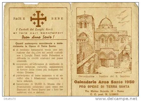 Calendarietto - Anno Sano - Pro Opere Di Terra Santa - Roma 1950 - Formato Piccolo : 1941-60