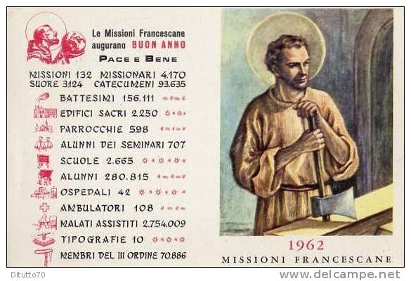 Calendarietto - Apostoliche Missione Francescana  - Roma 1962 - Kleinformat : 1941-60