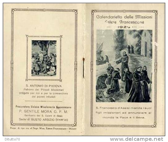 Calendarietto - Missioni Estere Francescane - Busto Arsizio - Varese 1929 - Petit Format : 1921-40