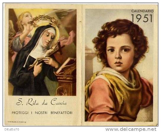 Calendarietto - S.rita Da Cascia - Congregazione Dek Preperuo Suffragio - Bologna 1951 - Petit Format : 1941-60