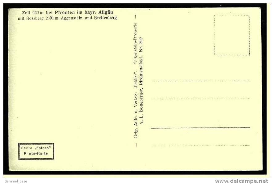 Zell Bei Pfronten Im Allgäu  -  Mit Rossberg Aggenstein Breitenberg  -  Ansichtskarte Ca.1950    (1606) - Pfronten