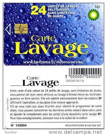 @+ Carte De Lavage BP - 24 UNITES - Brins Puce Fond Noir - N° Série Verso Gris. - Lavage Auto