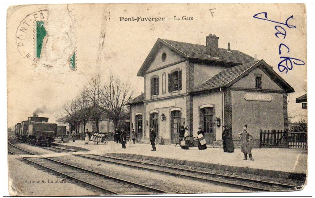PONT-FAVERGER - La Gare / Intérieur De Gare, Train, CPA Animée - Otros & Sin Clasificación