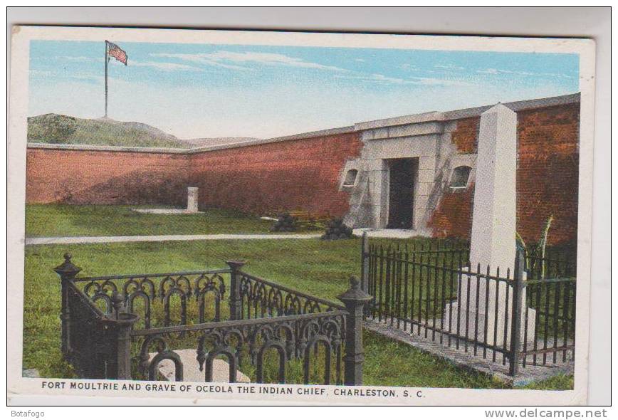 CPA  FORT MOULTRIE AND GRAVE OF OCEOLA THE INDIAN CHIEF, CHARLESTON S.C - Charleston