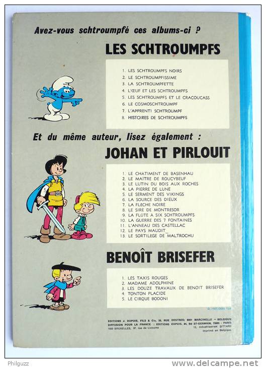 BANDE DESSINEE JOHAN & PIRLOUIT - DOS ROND 01/1973 - BE - PEYO - LA GUERRE DES 7 FONTAINES - T 10 - Johan Et Pirlouit