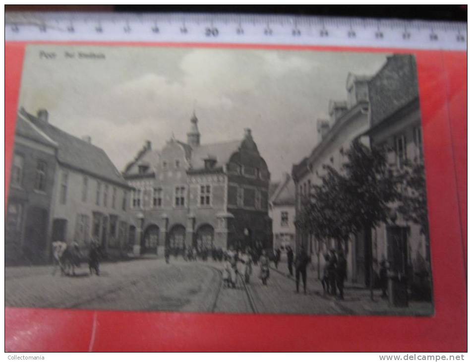 4 postk.  PEER   : Nieuwstr.,       MOLEN,       WINDMOLEN,       STADHUIS