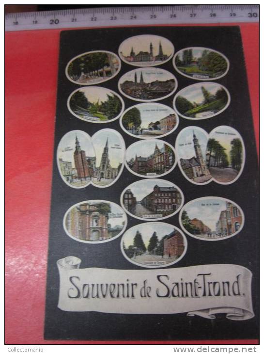 9  postk.:    St.TRUIDEN:     Souvenir (2),    Grand place,  ,  Expo du Limbourg a St. TROND (1907)(5)         .,