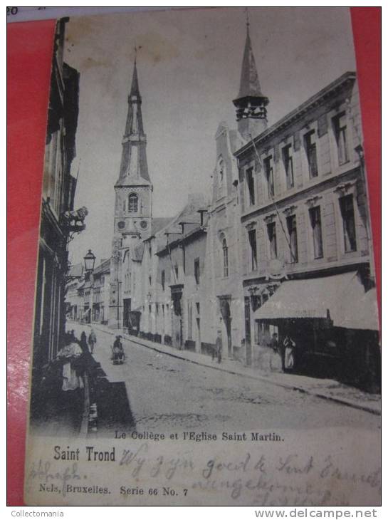 9  postk.:    St.TRUIDEN:  Bld  TIRLEMONT, GARE,  Collège,  Chateau de RYckel,  Exposition (1907) (5)