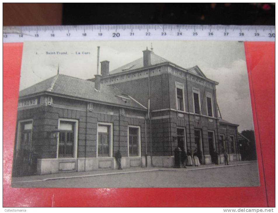 9  postk.:    St.TRUIDEN:  Bld  TIRLEMONT, GARE,  Collège,  Chateau de RYckel,  Exposition (1907) (5)