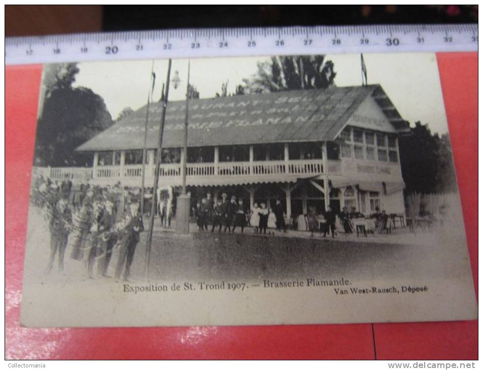 9  postk.:    St.TRUIDEN:  Bld  TIRLEMONT, GARE,  Collège,  Chateau de RYckel,  Exposition (1907) (5)