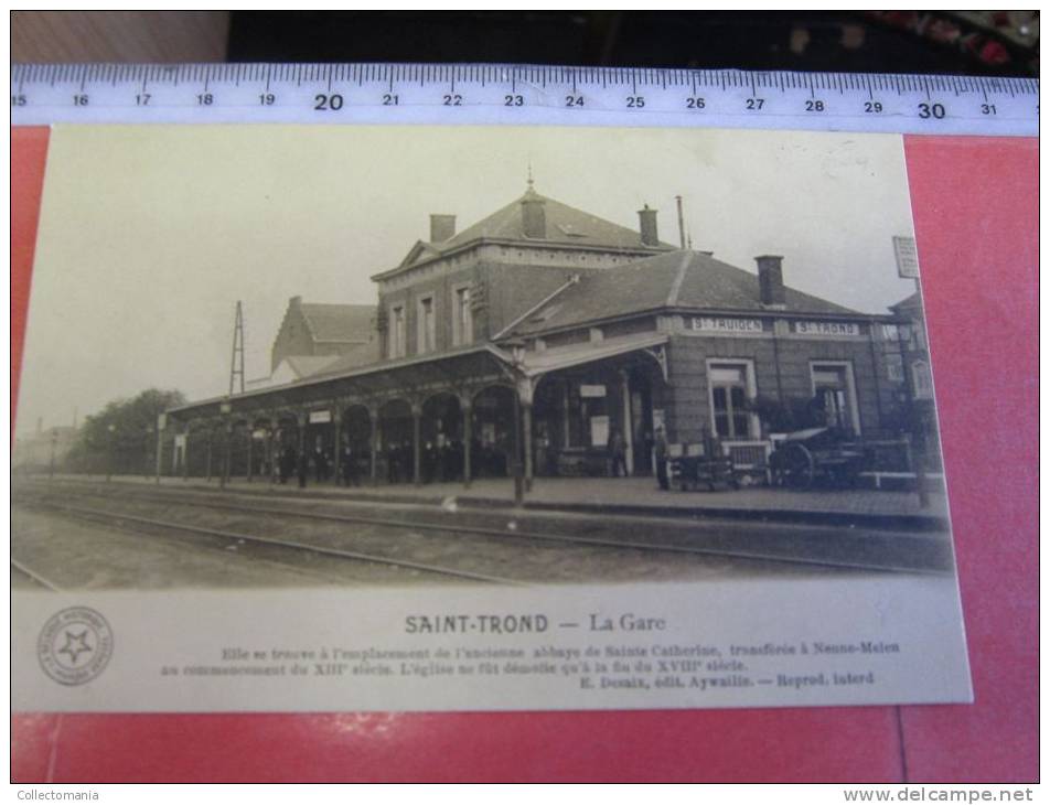 6 postk. St.TRUIDEN TIR à l'arc JOS BECKERS,  Haut Pont, La pensée , la gare café Guillaume Tell proeft OUWE KAREL