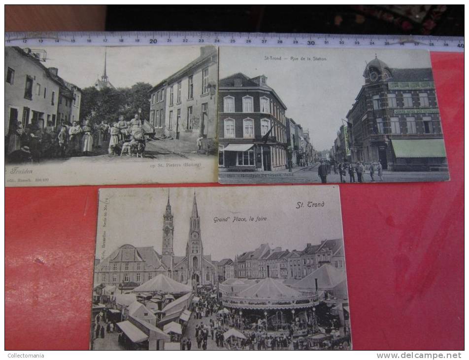 3 Postk.: St.TRUIDEN: Op ST.PIETERS(BUITING),   Rue De La Station,  La FOIRE Foor Draaimolens Feest Carousel - Sint-Truiden