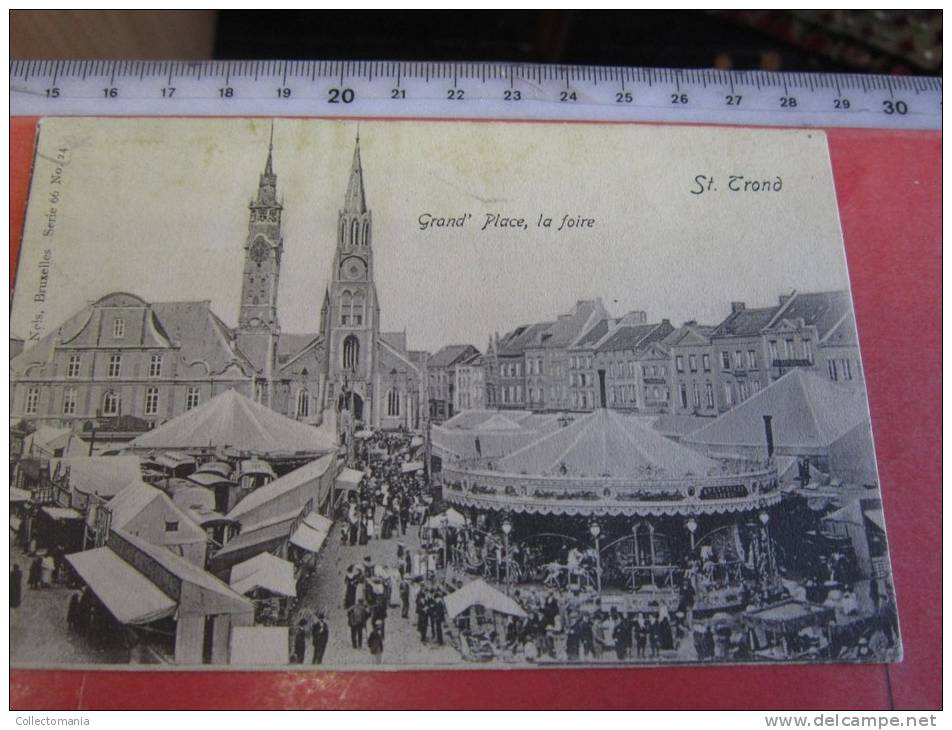 3 postk.: St.TRUIDEN: op ST.PIETERS(BUITING),   rue de la station,  La FOIRE foor draaimolens feest carousel