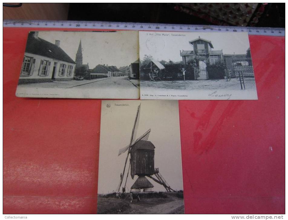 3 Postk.:   TESSENDERLOO: NEERSTR.,  &acute;t HOF VILLA MARIA, (   Uitg.Verachtert 5186 )    MOLEN - Tessenderlo