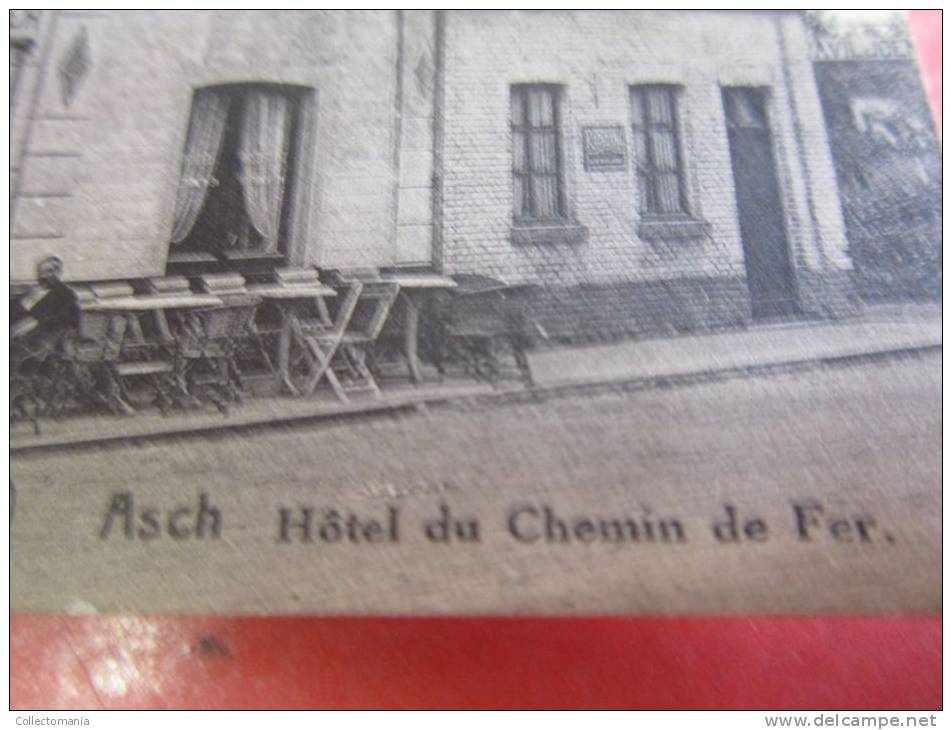 1 Postk.  ASCH  HOTEL Du CHEMIN De FER   JOS MARDAGA Met Naft Pomp - Pompe Gasoil Benzine Auto - As